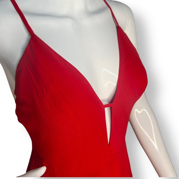 Bebe Size 2 Cross Back Chiffon Skater Dress Red NWT - Picture 5 of 11